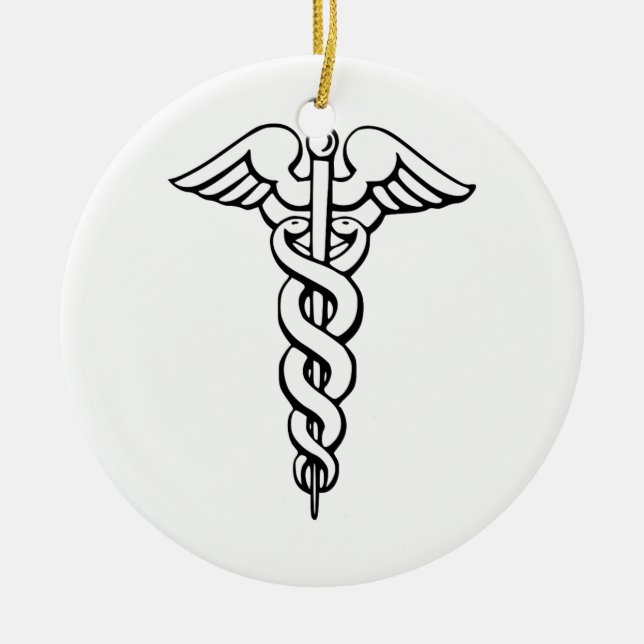 Adorno De Cerámica Símbolo médico de Caduceus (Frente)