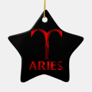 Adorno De Cerámica Símbolo rojo del horóscopo del aries