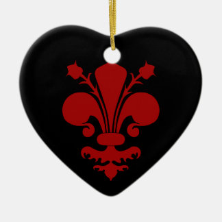 Adorno De Cerámica Símbolo rojo oscuro de fleur de lis