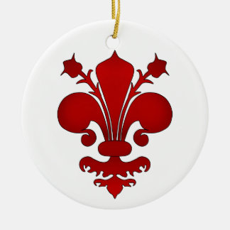 Adorno De Cerámica Símbolo rojo oscuro de fleur de lis