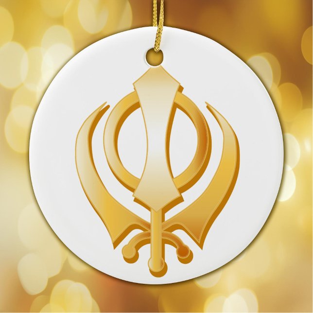 Adorno De Cerámica Símbolo sij (Golden Khanda, faith symbol of the Sikh religion. Peace.)