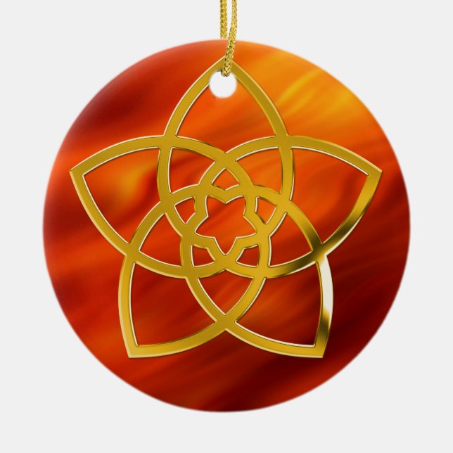 Adorno De Cerámica Símbolo Venus Flower / GOLD | rojo fuego (Frente)