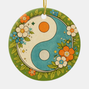 Adorno De Cerámica Símbolo Vintage Yin Yang