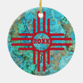 Adorno De Cerámica Símbolo zia Turquoise Año Árbol de Navidad