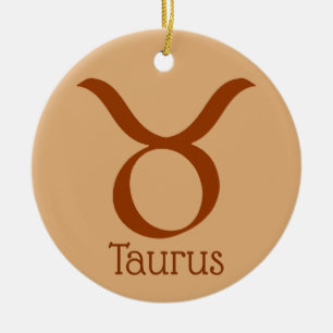 Adorno De Cerámica Símbolo zodiaco del Rótulo Taurus Sun