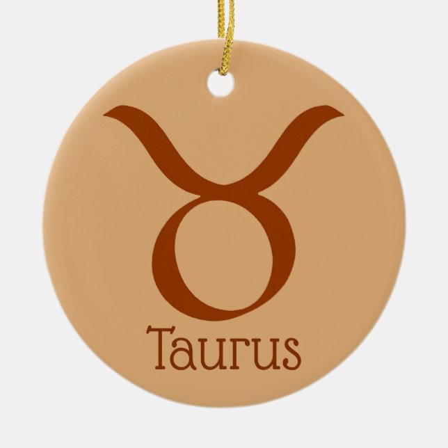 Adorno De Cerámica Símbolo zodiaco del Rótulo Taurus Sun (Frente)