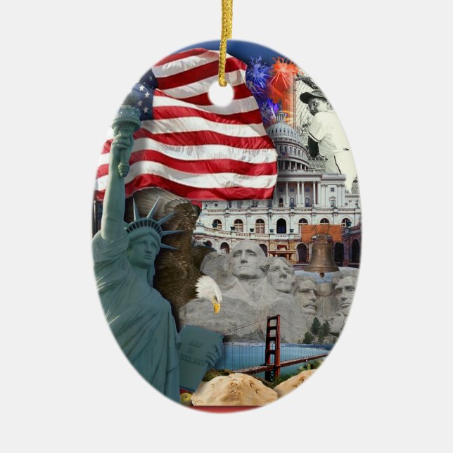 Adorno De Cerámica Símbolos norteamericanos de Estados Unidos (Frente)