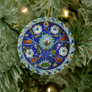 Adorno De Cerámica Simétricamente Navidades turcos de Iznik Tulip Mot