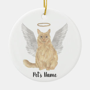Adorno De Cerámica Simpatía Memorial Maine Coon Naranja