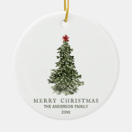 Adorno De Cerámica Simple acuarela Árbol de Navidad Año fotográfico