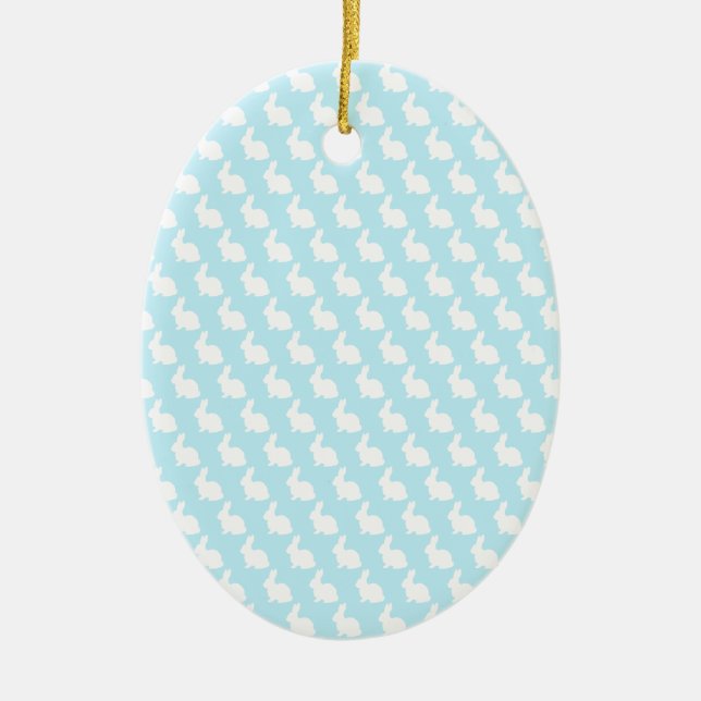 Adorno De Cerámica Simple Blue and White Easter Bunny (Frente)