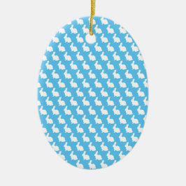 Adorno De Cerámica Simple Blue and White Easter Bunny