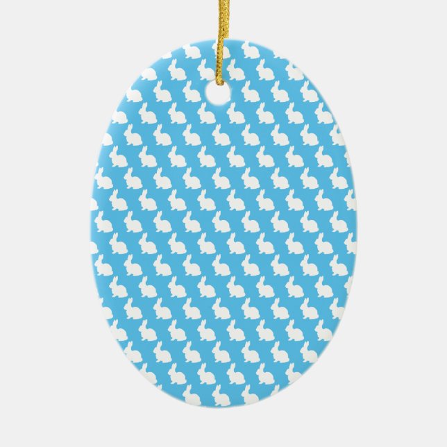 Adorno De Cerámica Simple Blue and White Easter Bunny (Frente)