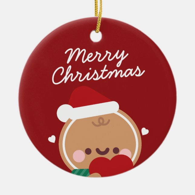 Adorno De Cerámica Simple Diversión pura Feliz Navidad (Frente)