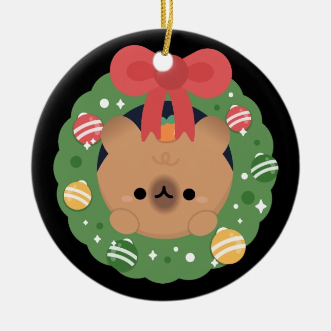 Adorno De Cerámica Simple Diversión pura Feliz Navidad (Frente)