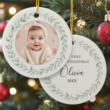 Simple Foto de Navidad del Primer bebé con Eucalip