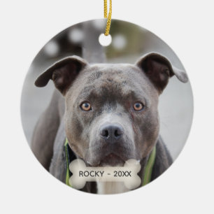 Adorno De Cerámica Simple foto de perro Pit Bull personalizada