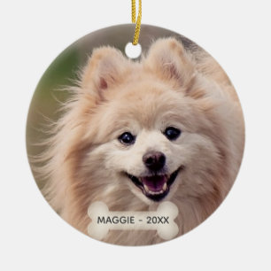 Adorno De Cerámica Simple foto de perro pomerania personalizada