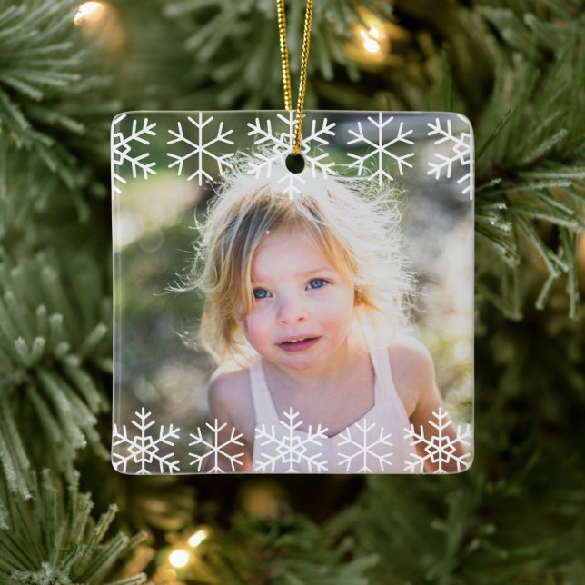 Adorno De Cerámica Simple Kids Photo Keepsake Snowflakes (Árbol)