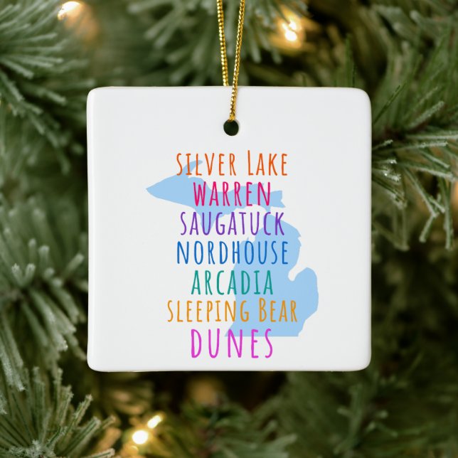 Adorno De Cerámica Simple Michigan Sleeping Bears Dunes Ornament (Árbol)