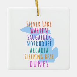 Adorno De Cerámica Simple Michigan Sleeping Bears Dunes Ornament