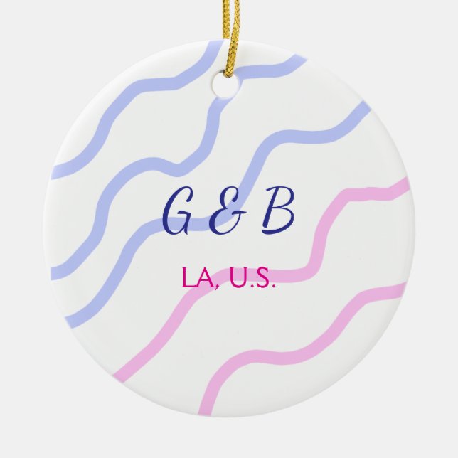 Adorno De Cerámica SIMPLE MINIMAL agregar el nombre de la pareja nomb (Frente)