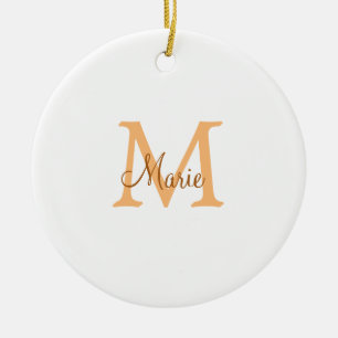 Adorno De Cerámica simple minimal añadir nombre monograma naranja mar