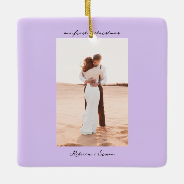 Adorno De Cerámica Simple Minimalist Script Photo (Anverso)