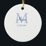 Adorno De Cerámica simple mínimo añadir nombre monograma púrpura fech<br><div class="desc">diseño hermoso</div>