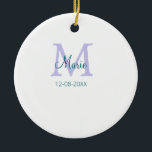 Adorno De Cerámica simple mínimo añadir nombre monograma púrpura fech<br><div class="desc">diseño hermoso</div>