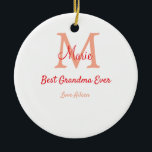Adorno De Cerámica simple mínimo mejor Abuela nunca texto de monogram<br><div class="desc">diseño hermoso</div>
