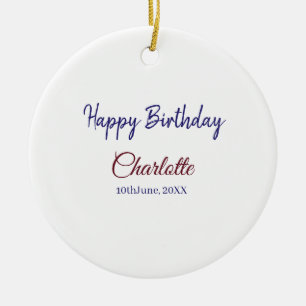 ADORNO DE CERÁMICA SIMPLE MÍNIMO.NOMBRE DE BEBÉ FELIZ CUMPLEAÑOS