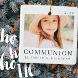 Adorno De Cerámica Simple Modern Chic Custom First Communion Photo<br><div class="desc">Design is composed of modern chic typography with sans serif and serif font. Add a custom photo of your son/daughter and year.</div>