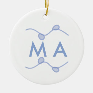 Adorno De Cerámica Simple monograma añade tu nombre letra hoja azul