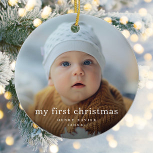 Adorno De Cerámica Simple My First Christmas Baby Photo