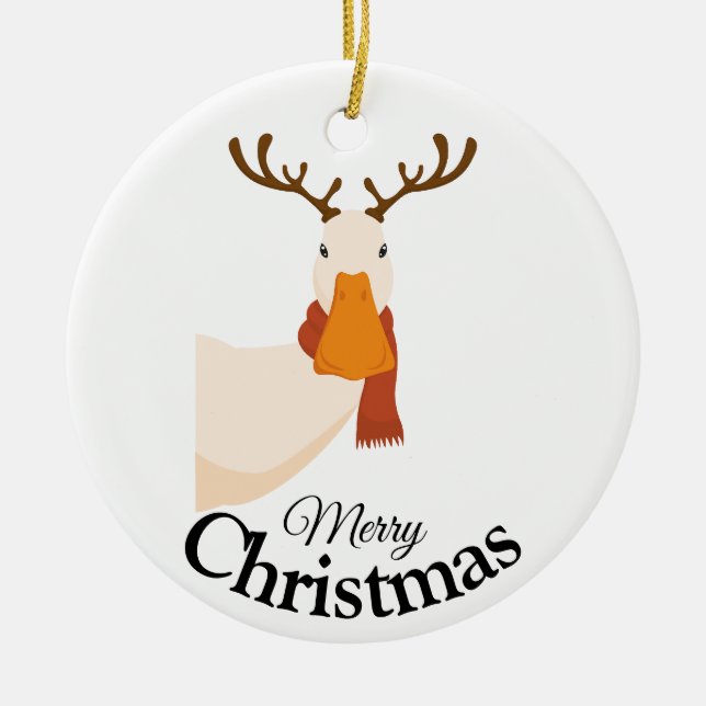 Adorno De Cerámica Simple Personalizado divertida Merry Christmas Duc (Frente)