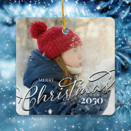 Adorno De Cerámica Simple Photo Merry Christmas Template
