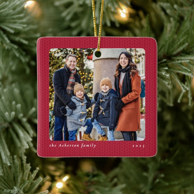 Adorno De Cerámica Simple red frame one photo Christmas (Árbol)