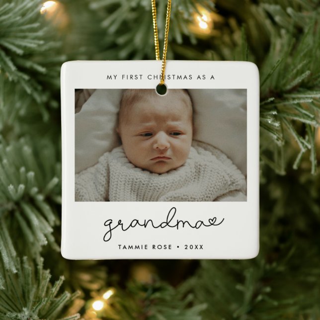 Adorno De Cerámica Simple y moderna Primera Navidad como abuela (Árbol)