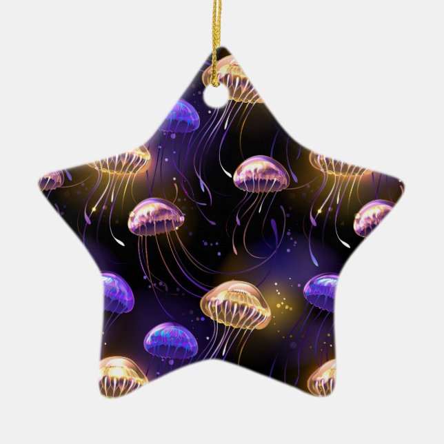 Adorno De Cerámica Sin soldadura con medusas brillantes (Frente)