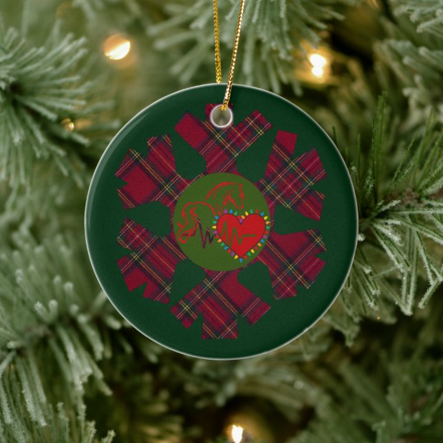 Adorno De Cerámica Single Plaid Snowflake (Árbol)