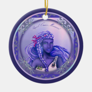 Adorno De Cerámica Sirena del océano púrpura