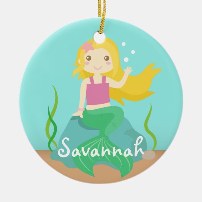 Adorno De Cerámica Sirena linda del océano, para los chicas (Frente)