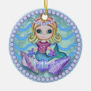 Adorno De Cerámica Sirena Pequeña
