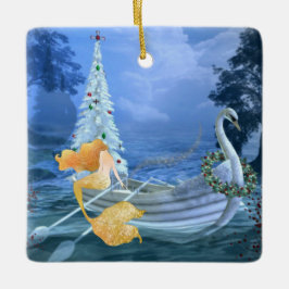 Adorno De Cerámica Sirena personalizada, cisnes y árbol de Navidad