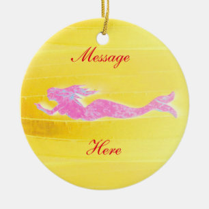Adorno De Cerámica sirena rosa personalizada