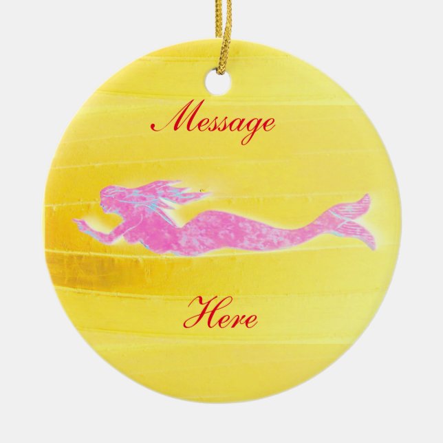 Adorno De Cerámica sirena rosa personalizada (Frente)