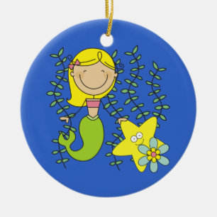 Adorno De Cerámica Sirena rubia
