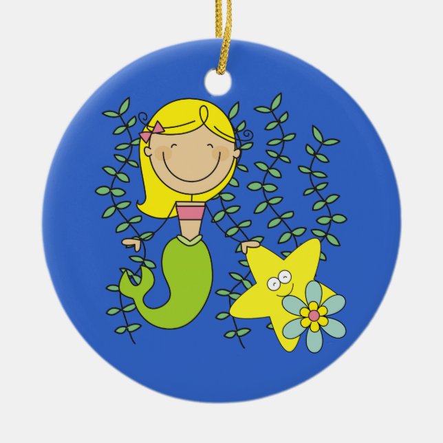 Adorno De Cerámica Sirena rubia (Frente)