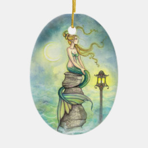 Adorno De Cerámica Sirena Verde Encantadora de Molly Harrison
